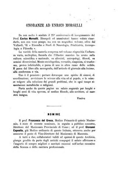 Il manicomio archivio di psichiatria e scienze affini