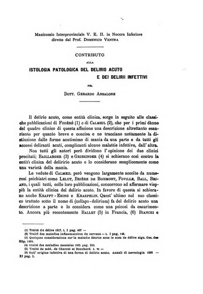 Il manicomio archivio di psichiatria e scienze affini