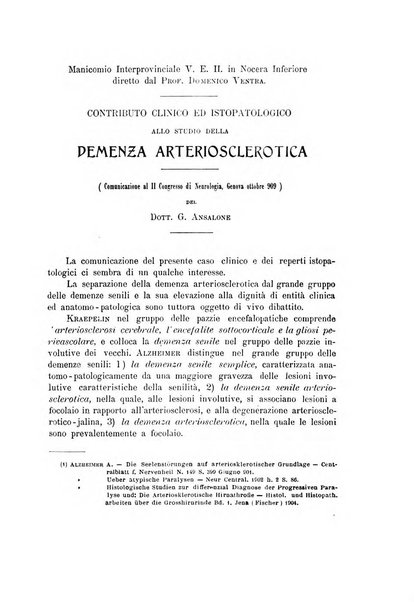 Il manicomio archivio di psichiatria e scienze affini