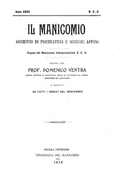 Il manicomio archivio di psichiatria e scienze affini