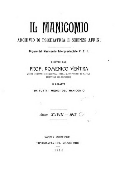 Il manicomio archivio di psichiatria e scienze affini