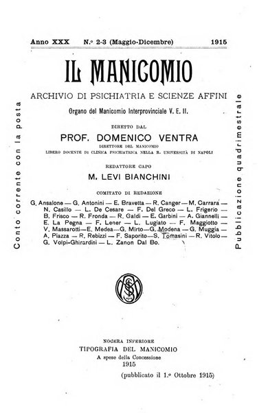 Il manicomio archivio di psichiatria e scienze affini