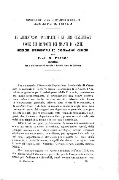 Il manicomio archivio di psichiatria e scienze affini