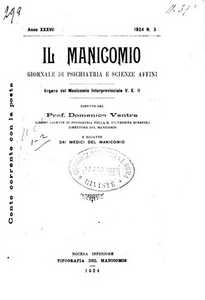 Il manicomio archivio di psichiatria e scienze affini