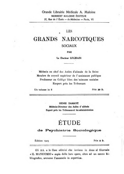 Il manicomio archivio di psichiatria e scienze affini