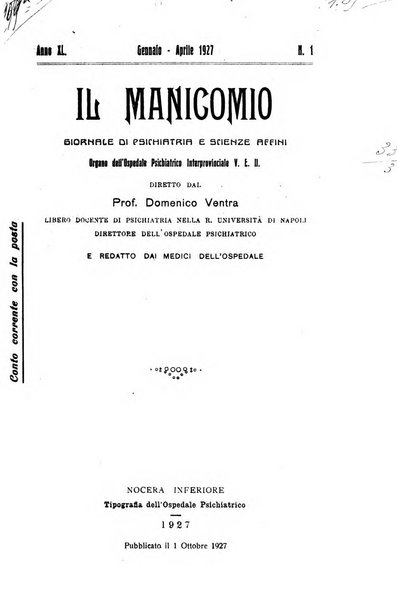 Il manicomio archivio di psichiatria e scienze affini