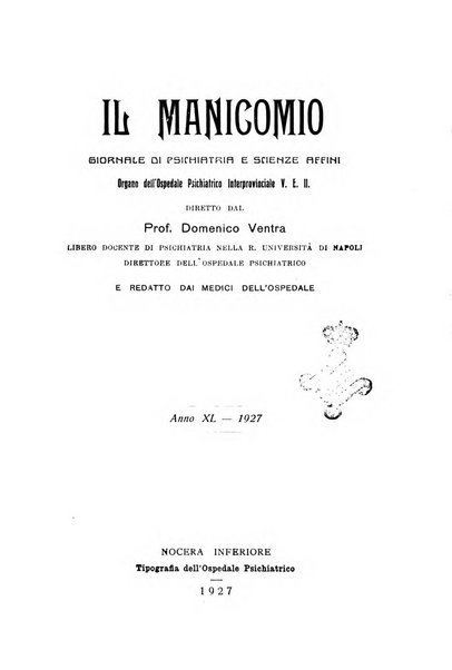 Il manicomio archivio di psichiatria e scienze affini