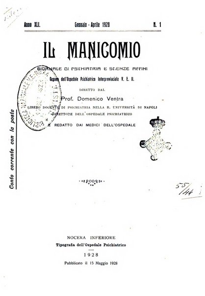 Il manicomio archivio di psichiatria e scienze affini