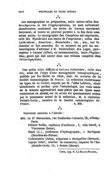 L'abeille memoires d'entomologie