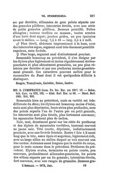 L'abeille memoires d'entomologie