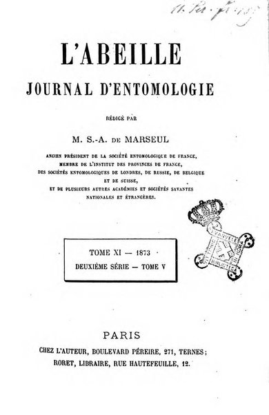 L'abeille memoires d'entomologie