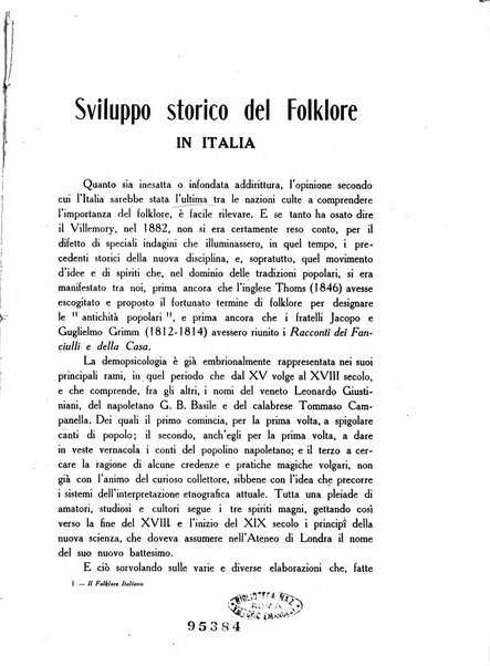 Il folklore italiano archivio per la raccolta e lo studio delle tradizioni popolari italiane