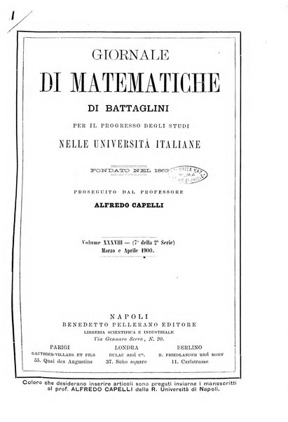 Giornale di matematiche di Battaglini