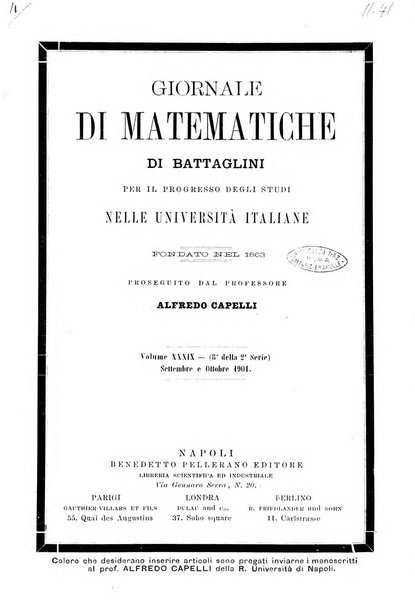 Giornale di matematiche di Battaglini