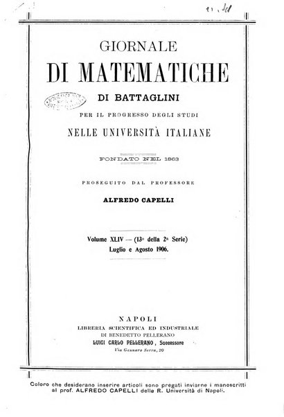 Giornale di matematiche di Battaglini