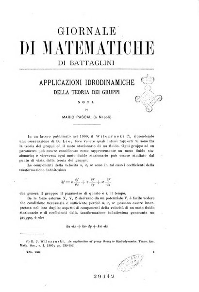 Giornale di matematiche di Battaglini