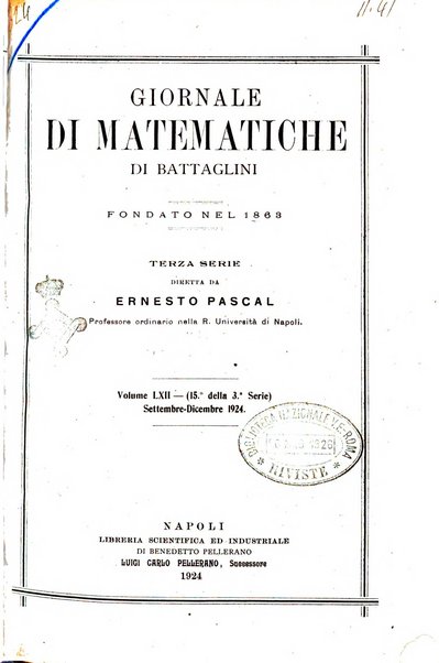 Giornale di matematiche di Battaglini