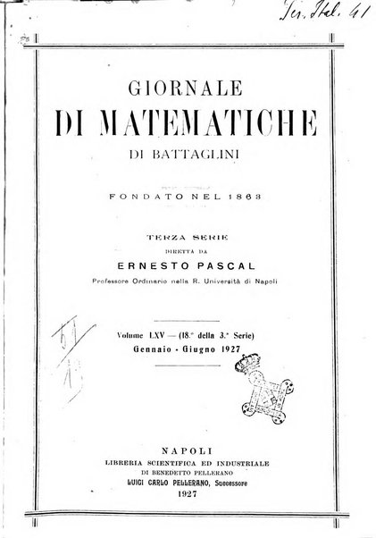 Giornale di matematiche di Battaglini