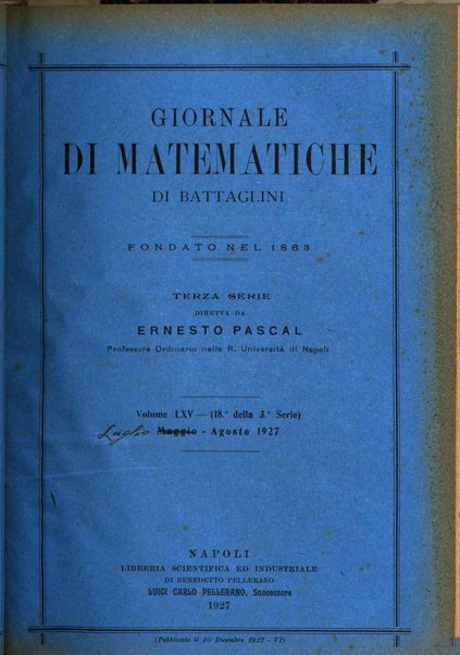 Giornale di matematiche di Battaglini