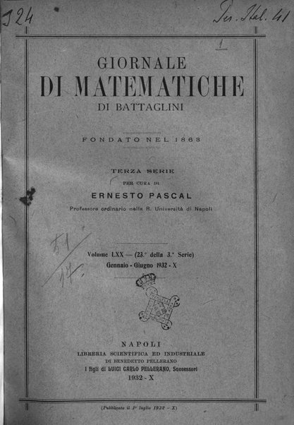 Giornale di matematiche di Battaglini