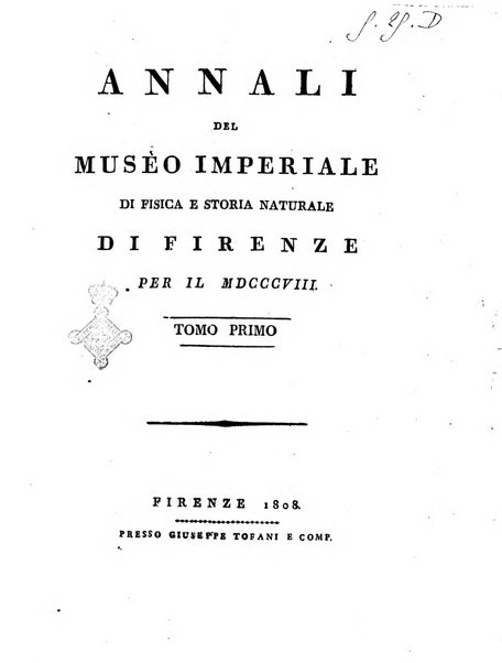 Annali del Museo imperiale di fisica e storia naturale di Firenze per l'anno ...