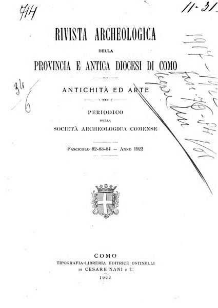 Rivista archeologica della provincia e antica diocesi di Como