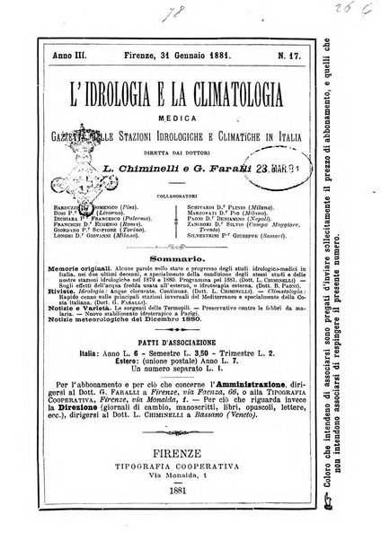 L'idrologia e la climatologia periodico bimestrale dell'Associazione medica italiana d'idrologia e climatologia