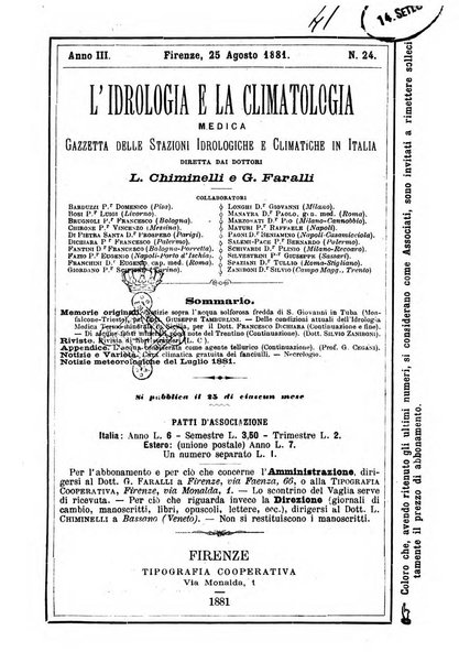 L'idrologia e la climatologia periodico bimestrale dell'Associazione medica italiana d'idrologia e climatologia