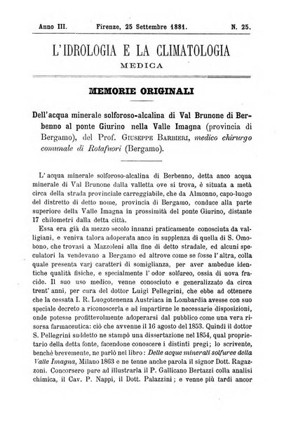 L'idrologia e la climatologia periodico bimestrale dell'Associazione medica italiana d'idrologia e climatologia