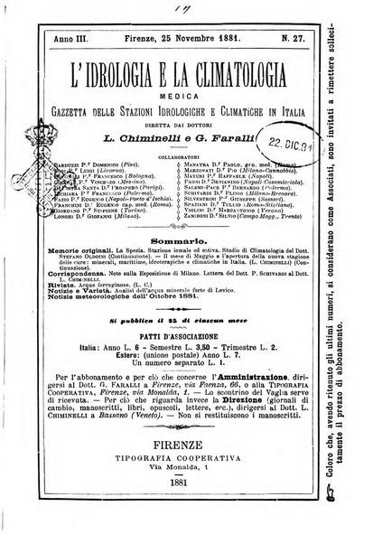 L'idrologia e la climatologia periodico bimestrale dell'Associazione medica italiana d'idrologia e climatologia