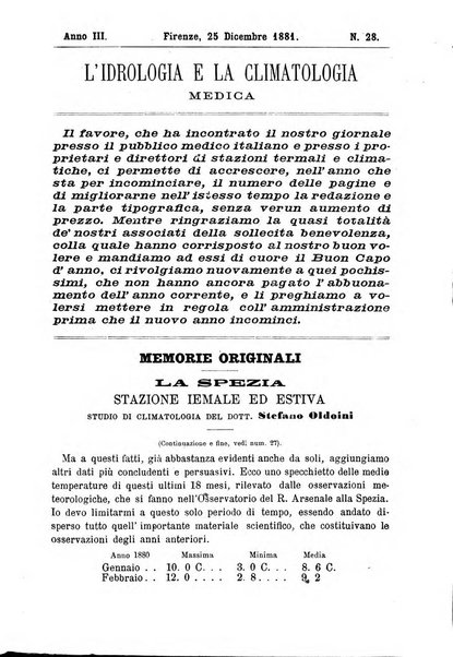 L'idrologia e la climatologia periodico bimestrale dell'Associazione medica italiana d'idrologia e climatologia