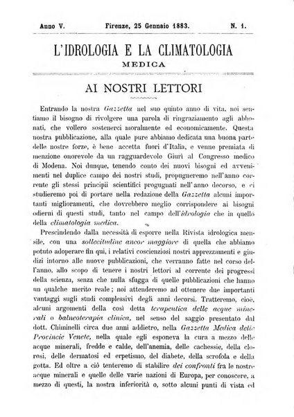 L'idrologia e la climatologia periodico bimestrale dell'Associazione medica italiana d'idrologia e climatologia