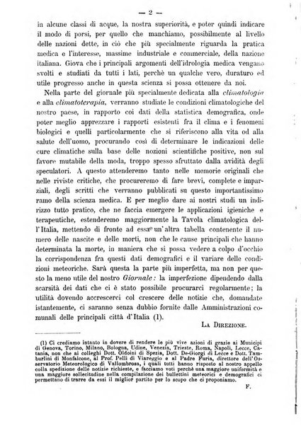 L'idrologia e la climatologia periodico bimestrale dell'Associazione medica italiana d'idrologia e climatologia