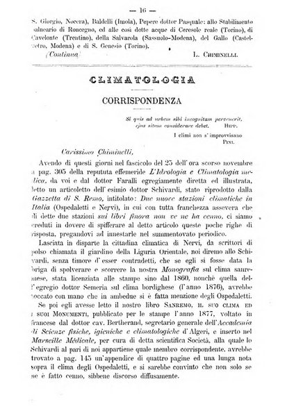 L'idrologia e la climatologia periodico bimestrale dell'Associazione medica italiana d'idrologia e climatologia