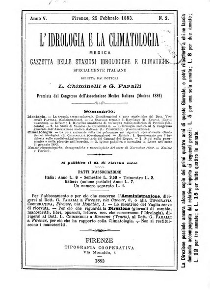 L'idrologia e la climatologia periodico bimestrale dell'Associazione medica italiana d'idrologia e climatologia