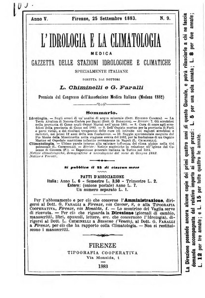 L'idrologia e la climatologia periodico bimestrale dell'Associazione medica italiana d'idrologia e climatologia