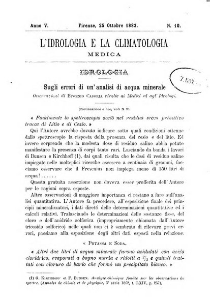 L'idrologia e la climatologia periodico bimestrale dell'Associazione medica italiana d'idrologia e climatologia