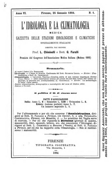 L'idrologia e la climatologia periodico bimestrale dell'Associazione medica italiana d'idrologia e climatologia