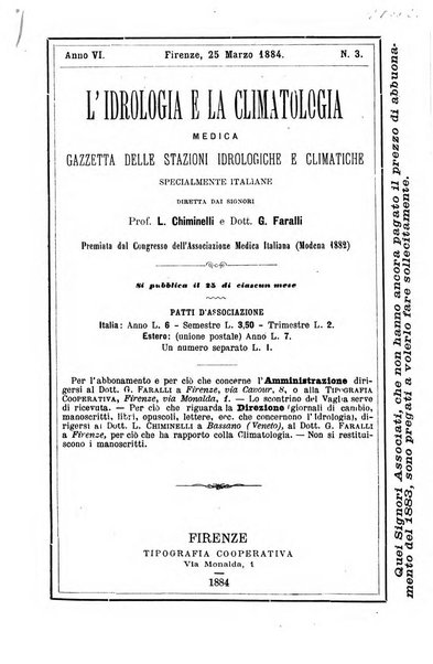 L'idrologia e la climatologia periodico bimestrale dell'Associazione medica italiana d'idrologia e climatologia