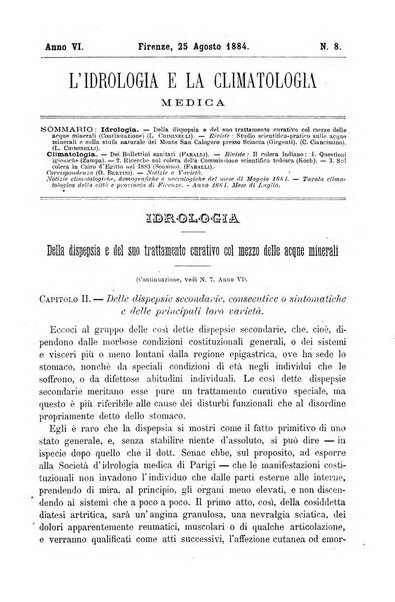 L'idrologia e la climatologia periodico bimestrale dell'Associazione medica italiana d'idrologia e climatologia