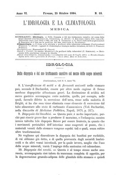 L'idrologia e la climatologia periodico bimestrale dell'Associazione medica italiana d'idrologia e climatologia