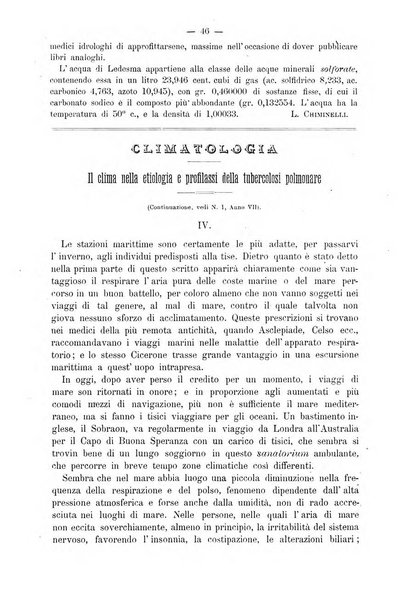 L'idrologia e la climatologia periodico bimestrale dell'Associazione medica italiana d'idrologia e climatologia