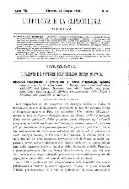 L'idrologia e la climatologia periodico bimestrale dell'Associazione medica italiana d'idrologia e climatologia