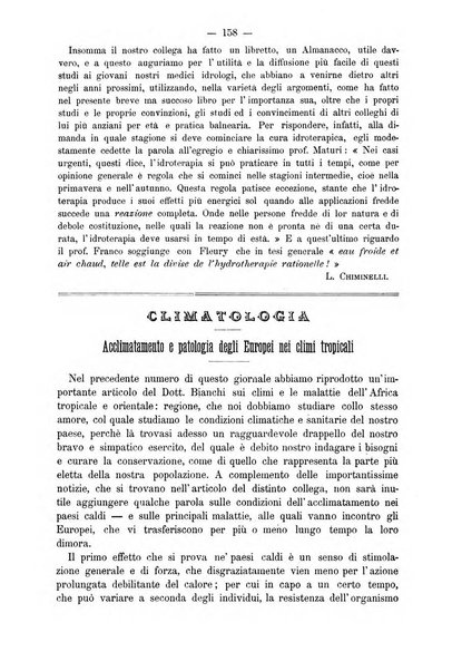 L'idrologia e la climatologia periodico bimestrale dell'Associazione medica italiana d'idrologia e climatologia