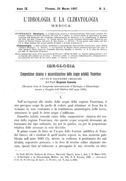 L'idrologia e la climatologia periodico bimestrale dell'Associazione medica italiana d'idrologia e climatologia