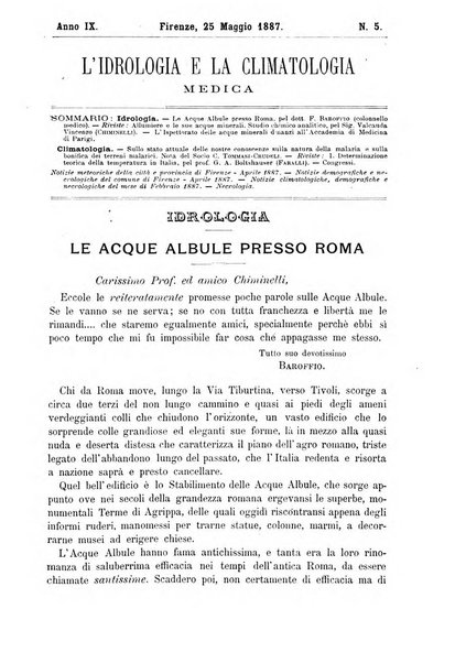 L'idrologia e la climatologia periodico bimestrale dell'Associazione medica italiana d'idrologia e climatologia