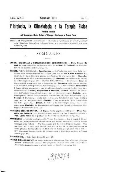 L'idrologia, la climatologia e la terapia fisica periodico mensile dell'Associazione medica italiana d'idrologia, climatologia e terapia fisica