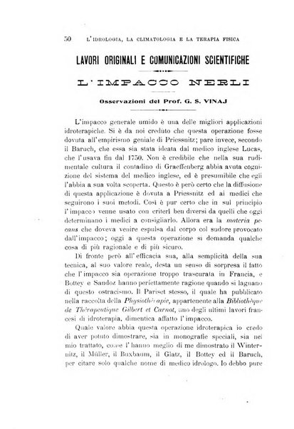 L'idrologia, la climatologia e la terapia fisica periodico mensile dell'Associazione medica italiana d'idrologia, climatologia e terapia fisica