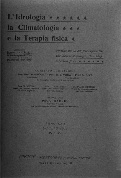 L'idrologia, la climatologia e la terapia fisica periodico mensile dell'Associazione medica italiana d'idrologia, climatologia e terapia fisica