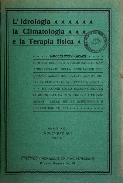 L'idrologia, la climatologia e la terapia fisica periodico mensile dell'Associazione medica italiana d'idrologia, climatologia e terapia fisica